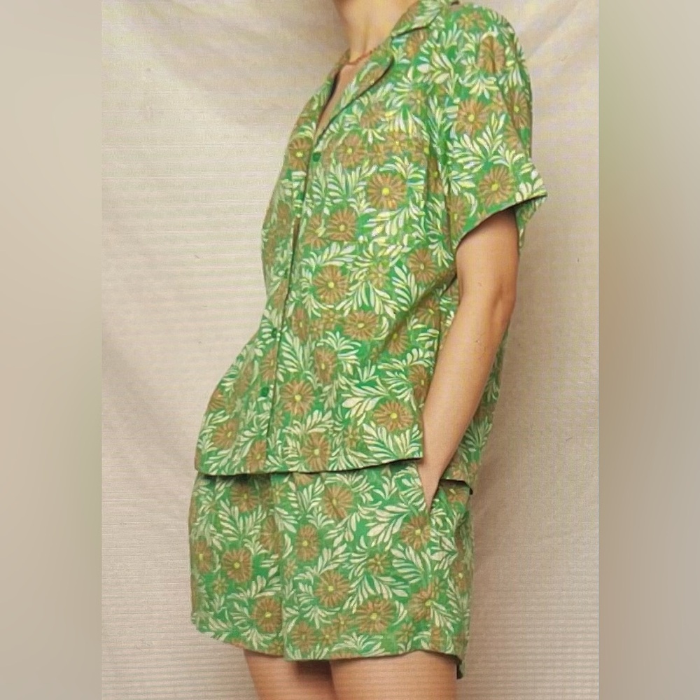 Green Floral Two-Piece Set